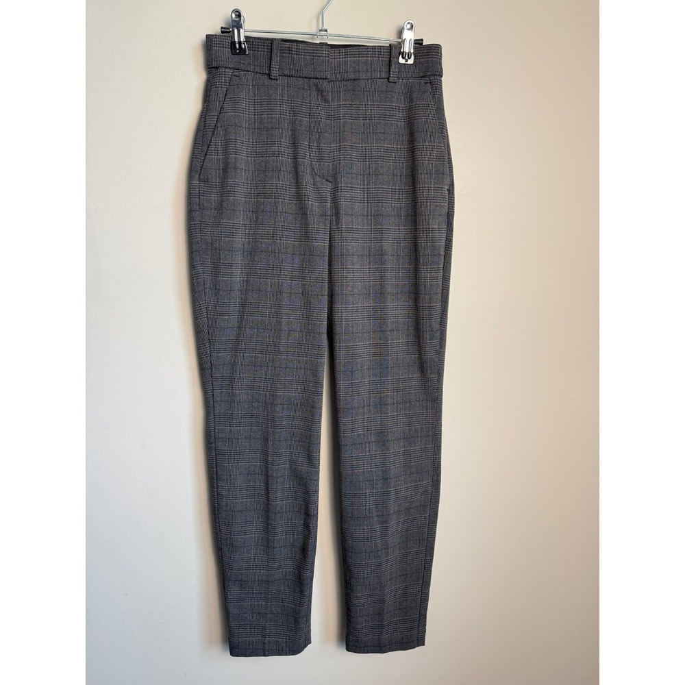 H&M Womens Gray Plaid Tapered Trousers Size 4 Dark Academia Officecore Career